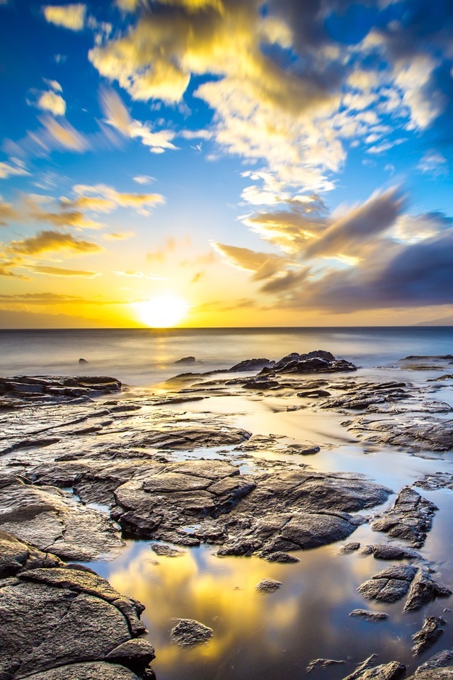 sunrise iphone wallpaper,sky,natural landscape,nature,body of water,horizon