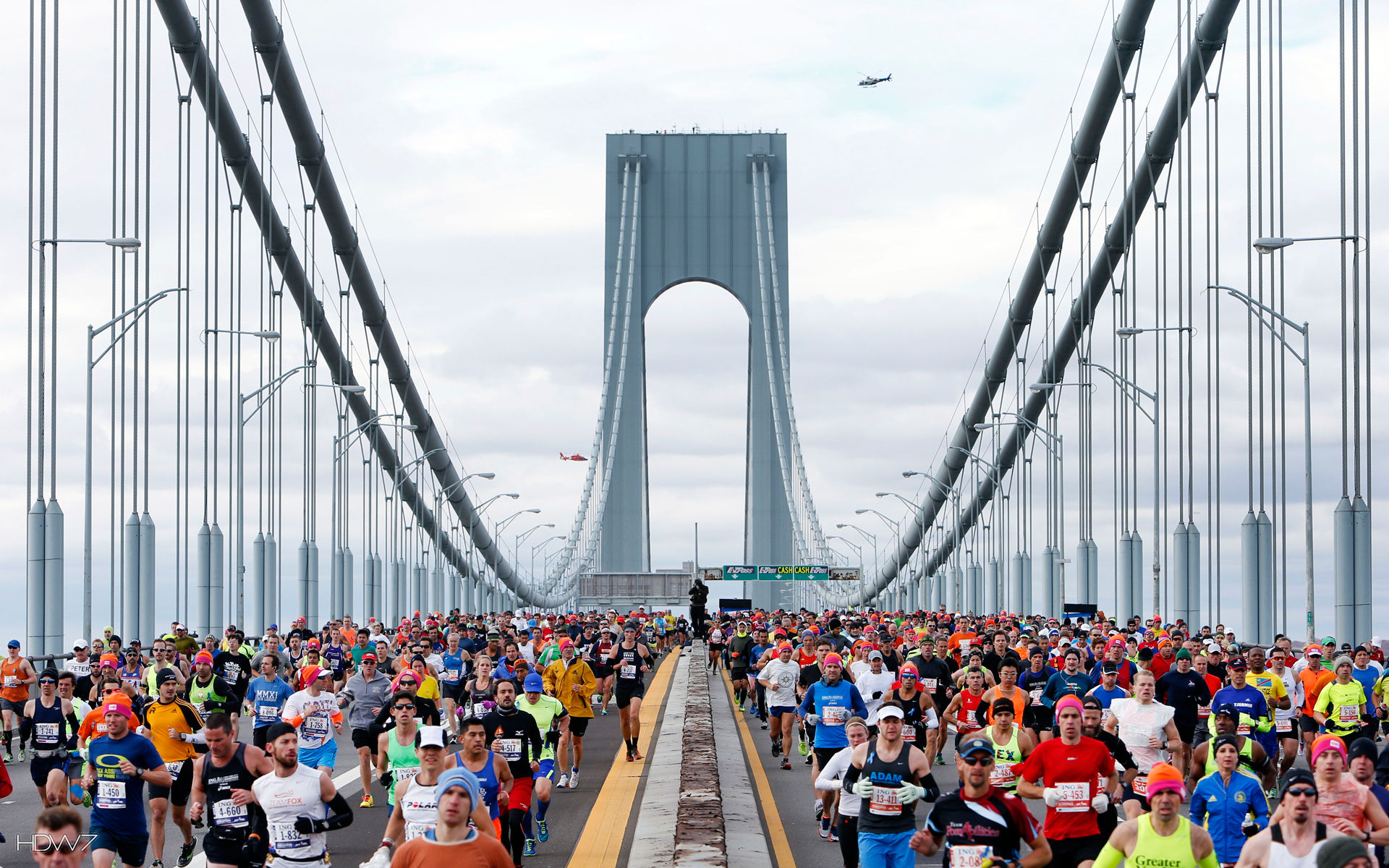 New York City Marathon Runners Verrazano Narrows Bridge - New York City