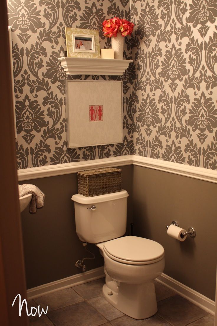 half wallpaper half paint ideas,toilet,bathroom,property,room,toilet seat