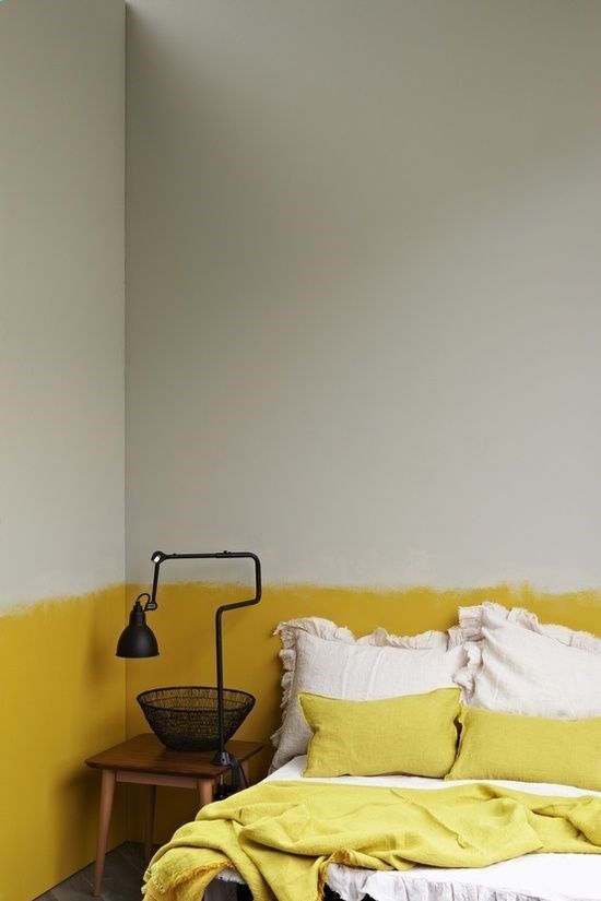 half wallpaper half paint ideas,yellow,room,furniture,property,bedroom