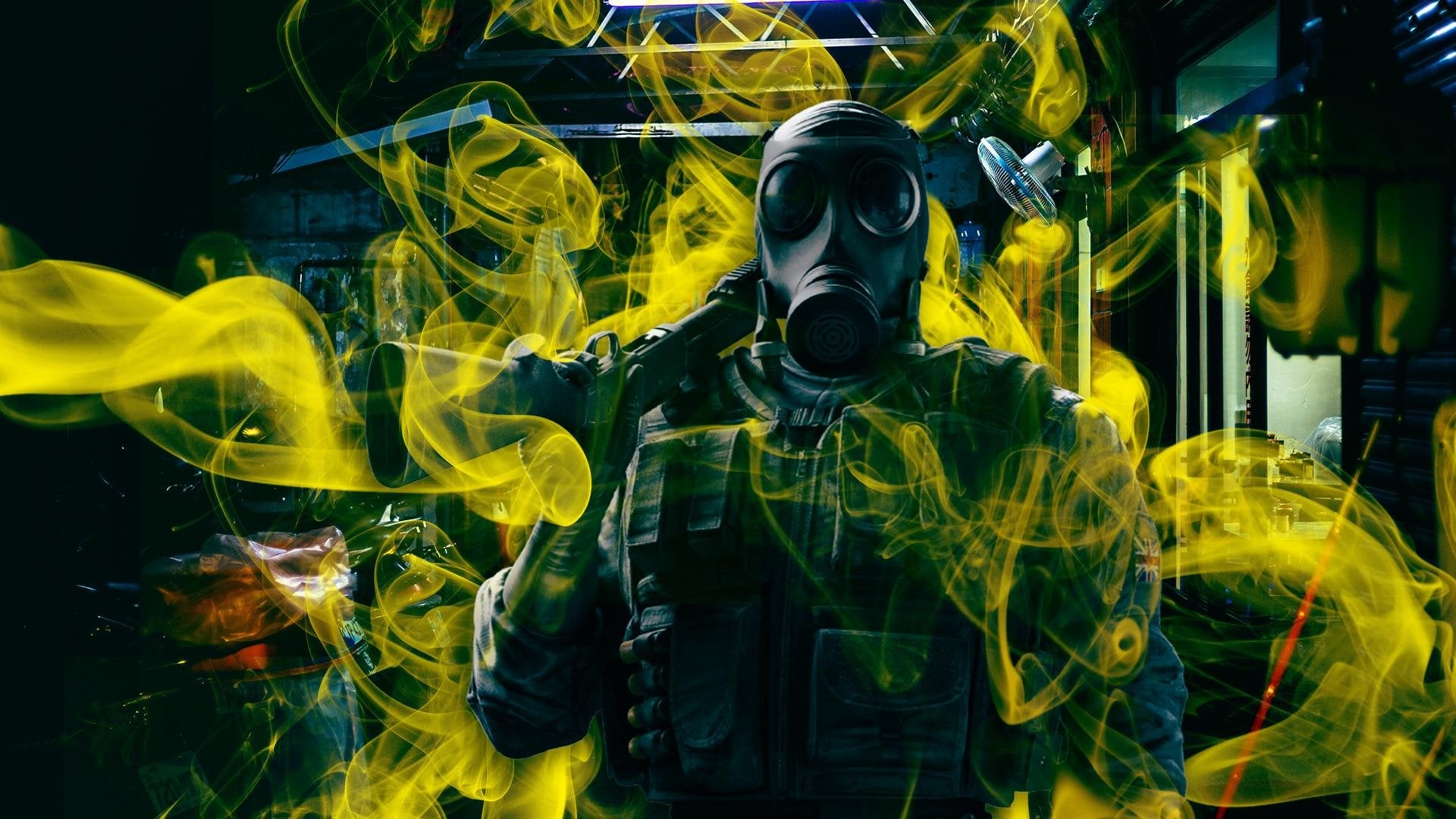 rainbow six siege smoke wallpaper,personal protective equipment,green,mask,gas mask,costume