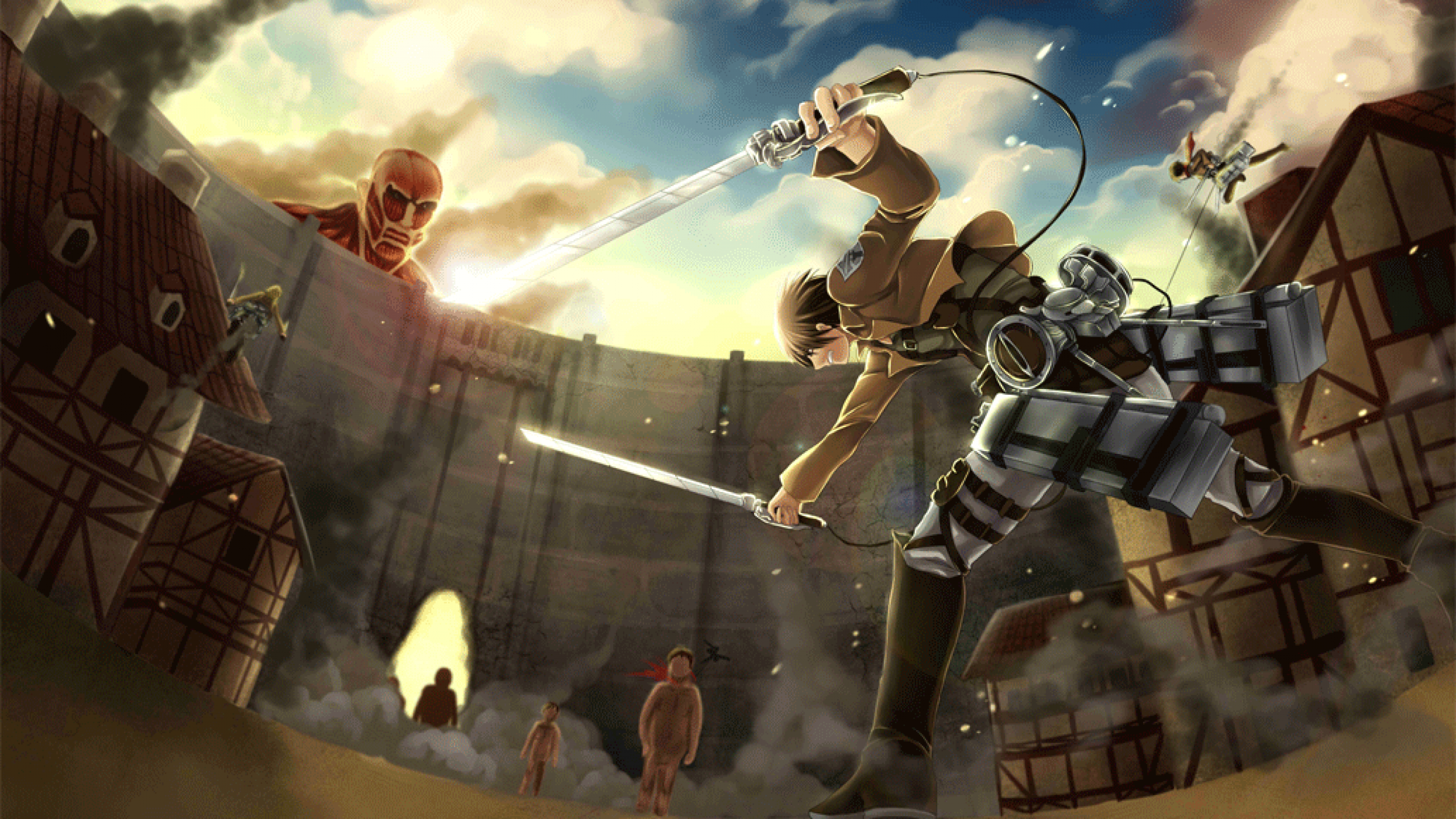 attack of titan wallpaper,action adventure game,pc game,strategy video game,shooter game,cg artwork