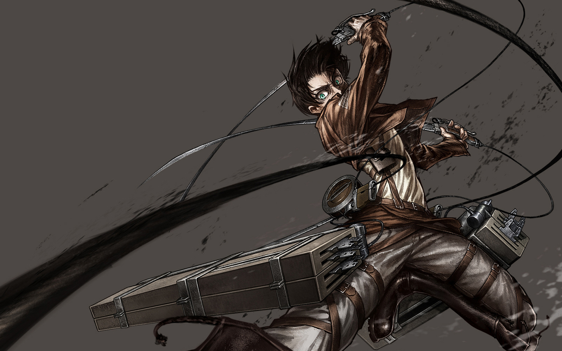 attack on titan eren wallpaper,cg artwork,illustration,black hair,fictional character,bow and arrow