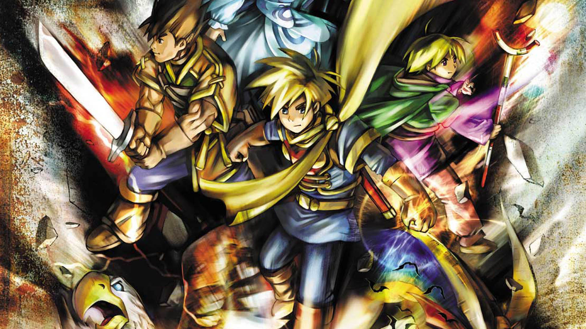 golden sun wallpaper,anime,cartoon,action adventure game,fictional character,cg artwork