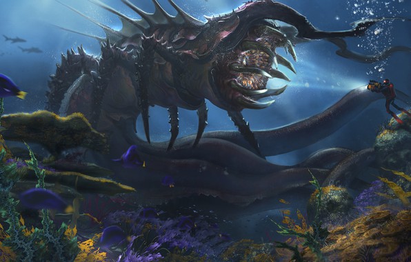 sea creature wallpaper,dragon,cg artwork,extinction,fictional character,mythical creature