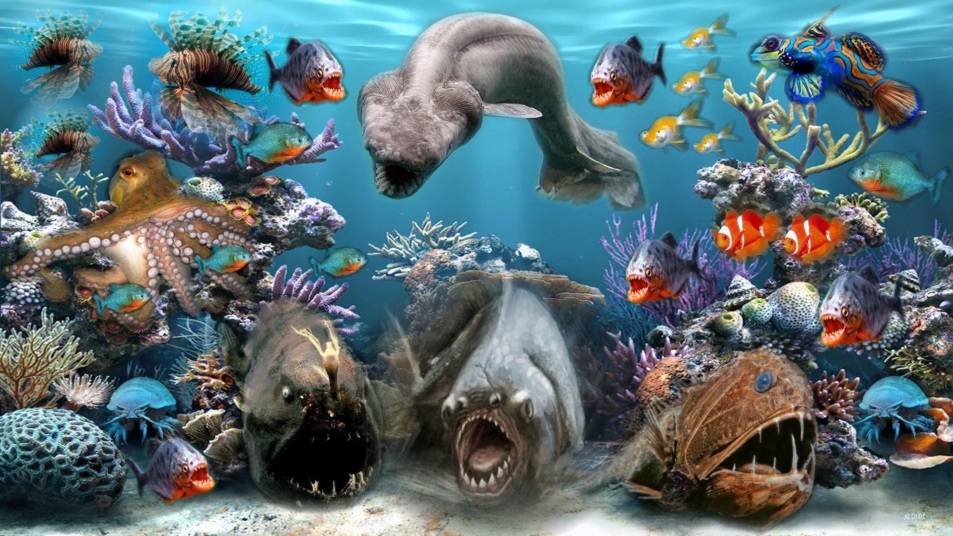 fond d'écran créature marine,biologie marine,sous marin,mammifère marin,poisson,poisson