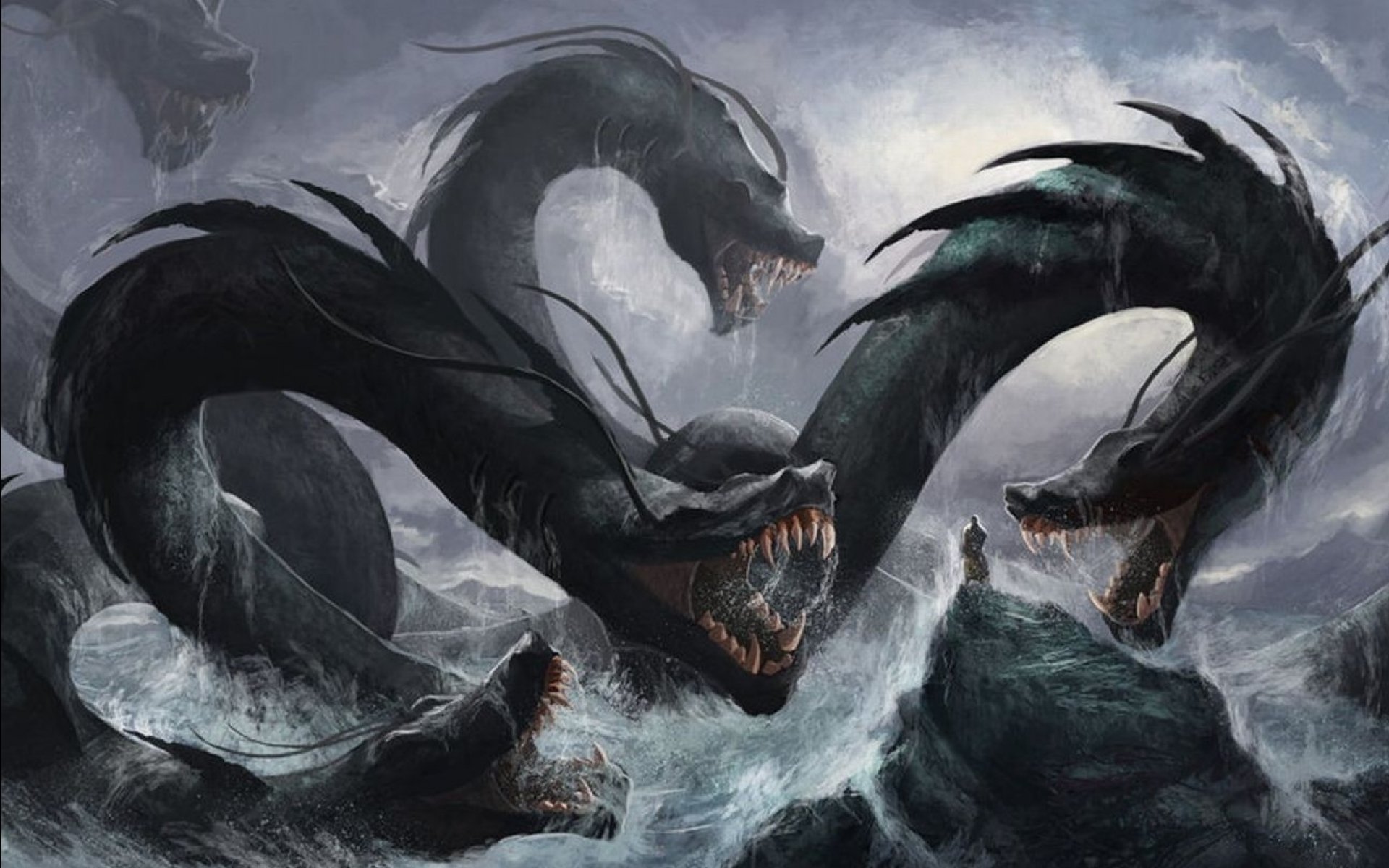 sea creature wallpaper,dragon,fictional character,cg artwork,mythical creature,mythology