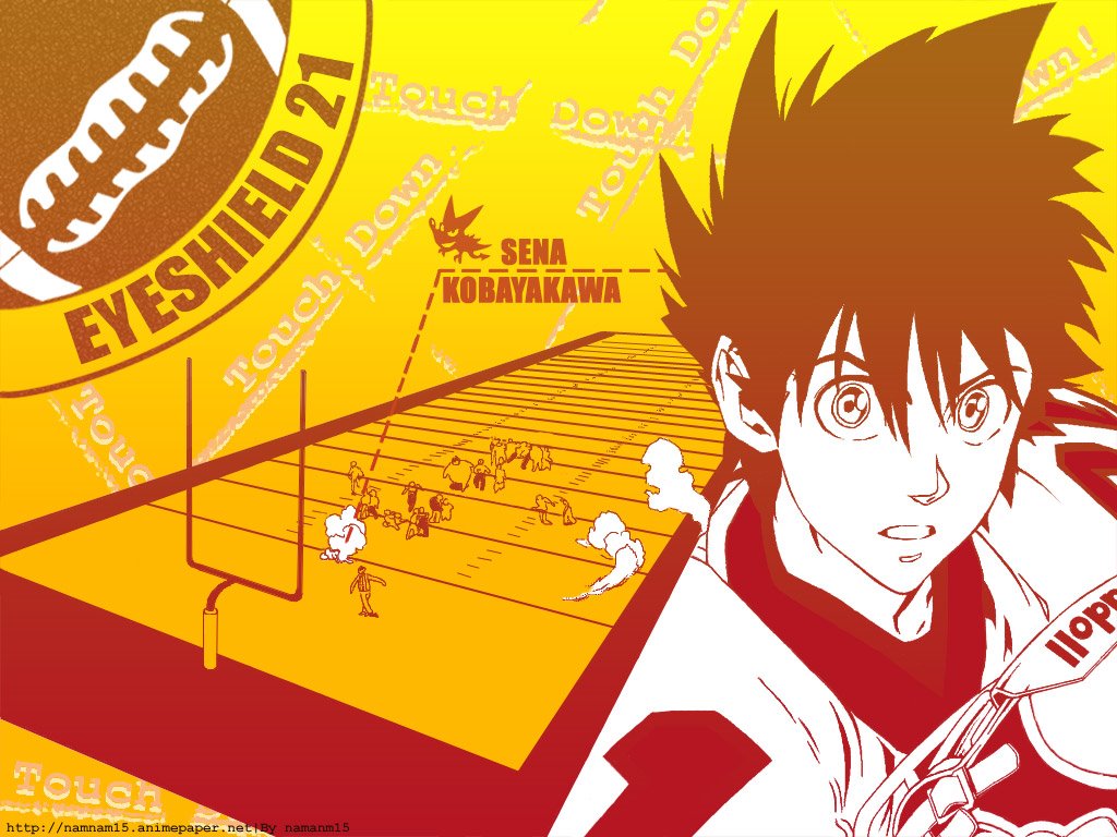 eyeshield 21 wallpaper,cartoon,anime,yellow,illustration,graphic design