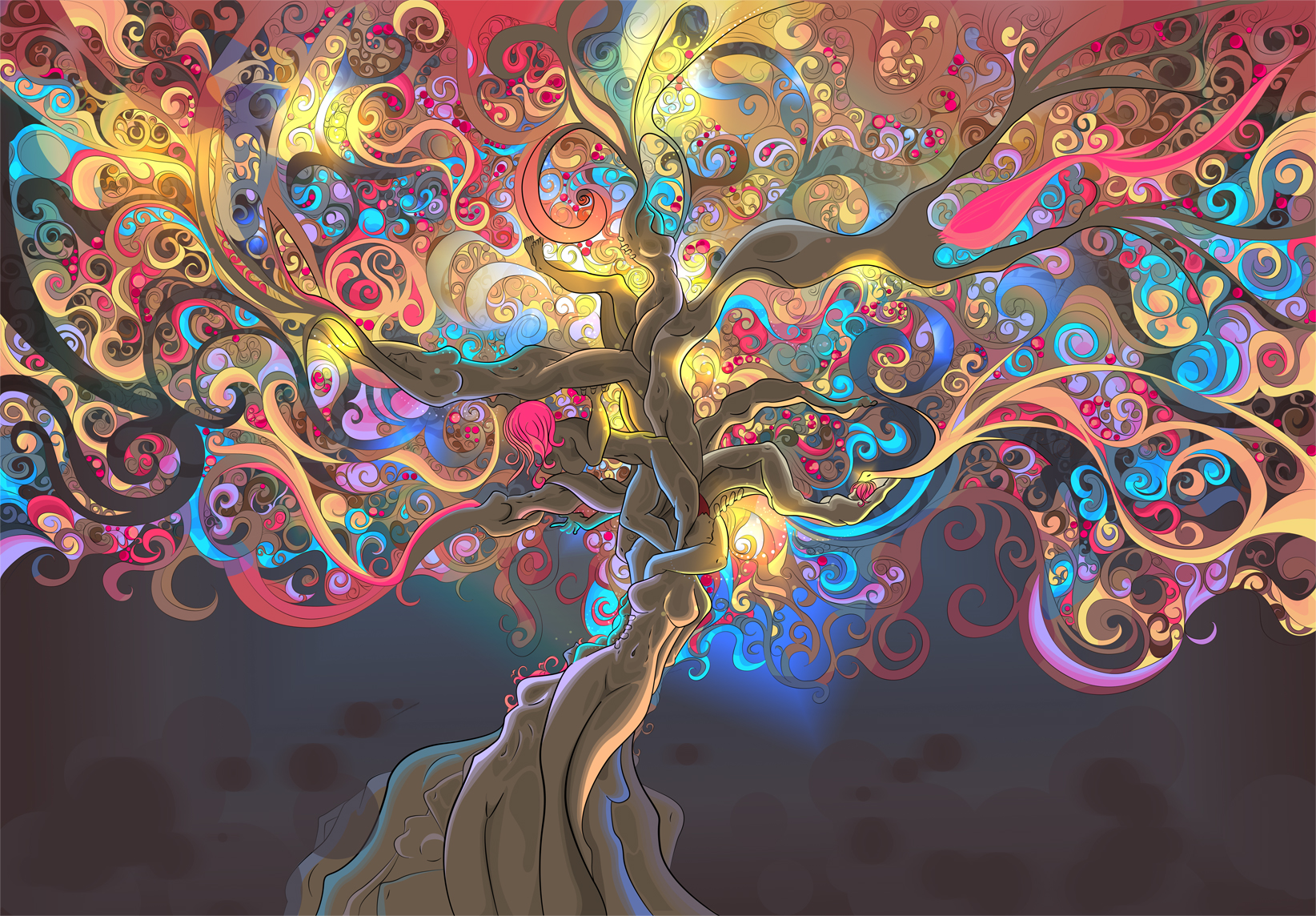 cool trippy wallpapers,psychedelic art,art,tree,graphic design,modern art