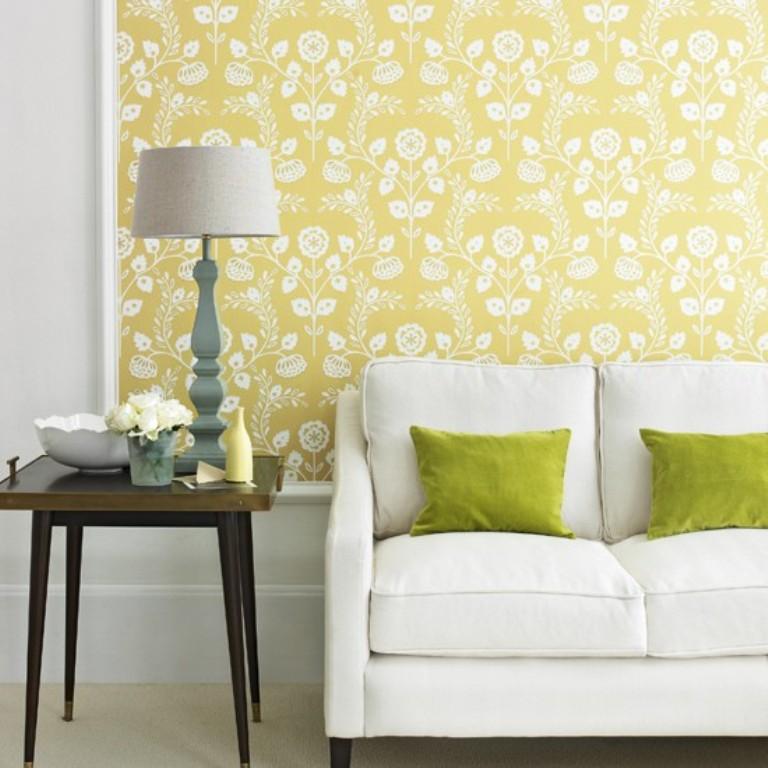 yellow living room wallpaper,green,yellow,wallpaper,wall,interior design