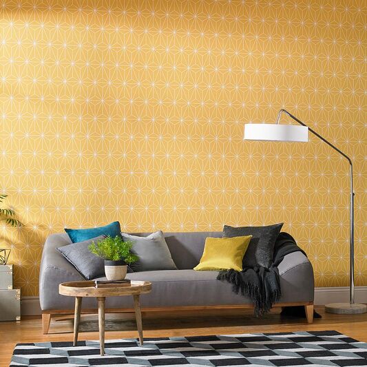 yellow living room wallpaper,wall,living room,interior design,room,furniture