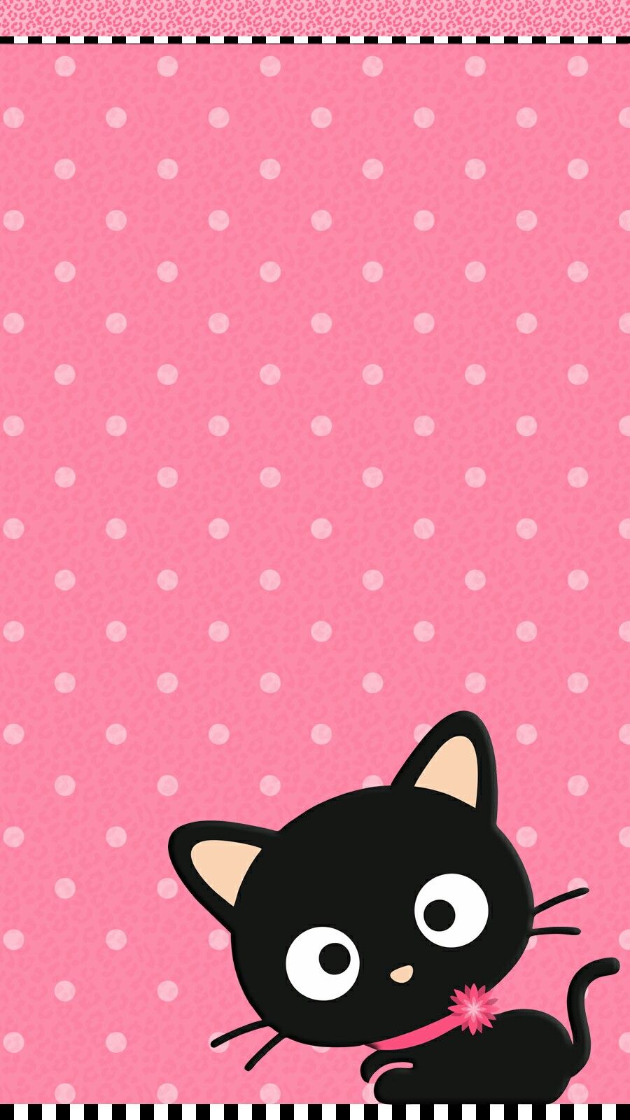 cute cat live wallpaper,pink,cartoon,pattern,black cat,polka dot
