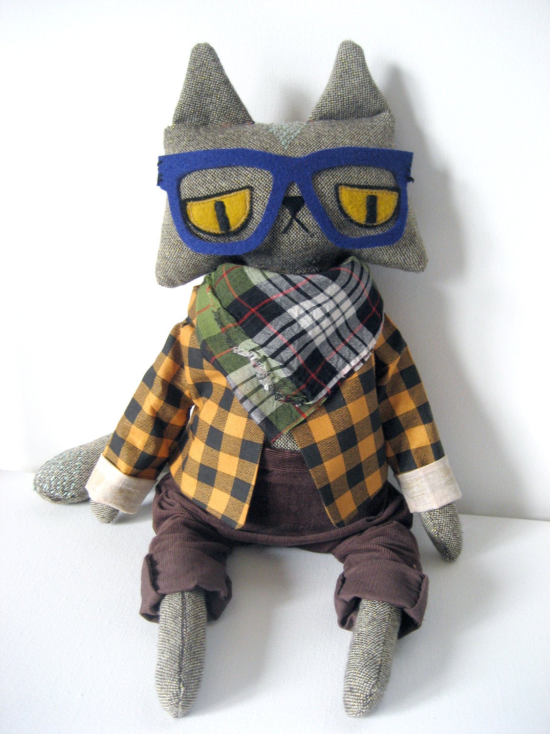 hipster cat wallpaper,stuffed toy,toy,pattern,design,textile