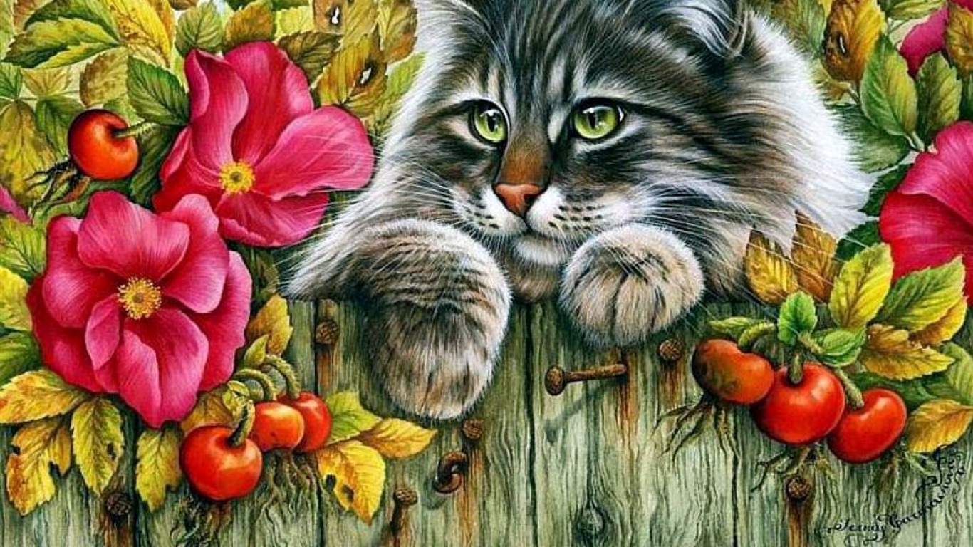 carta da parati di arte del gatto,gatto,felidae,gatti di piccola e media taglia,pianta,gattino