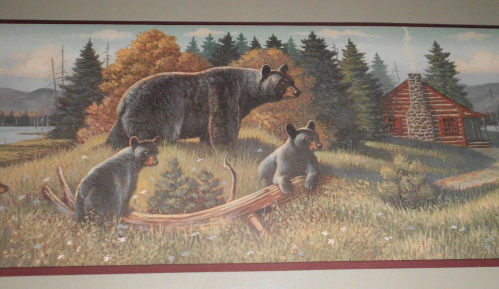 bear wallpaper border,painting,art,wildlife,adaptation