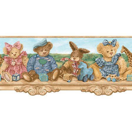 bear wallpaper border,animal figure,beige,figurine,easter bunny,rabbit