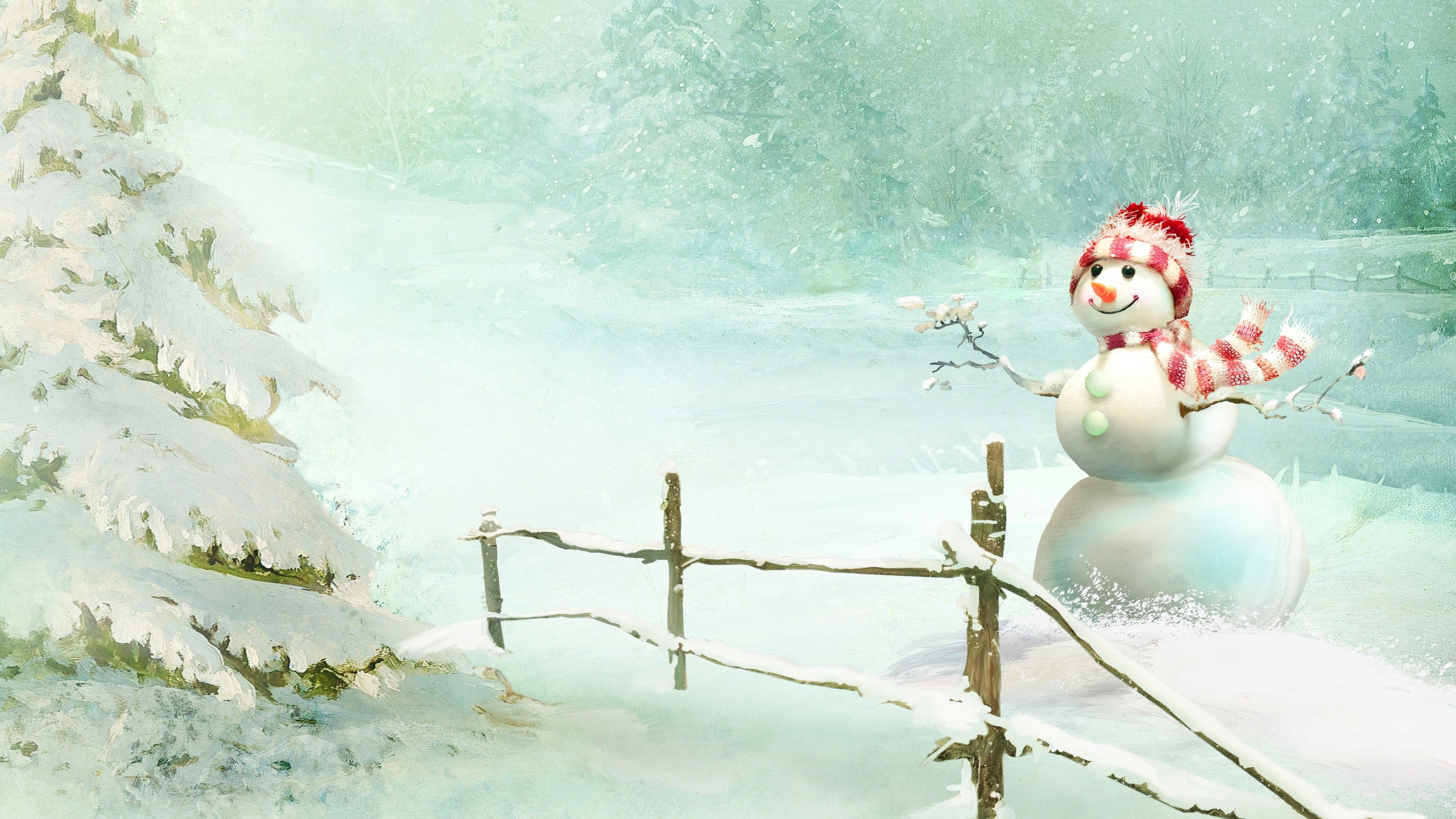 fond d'écran bonhomme de neige hd,bonhomme de neige,illustration,hiver,neige,peinture aquarelle