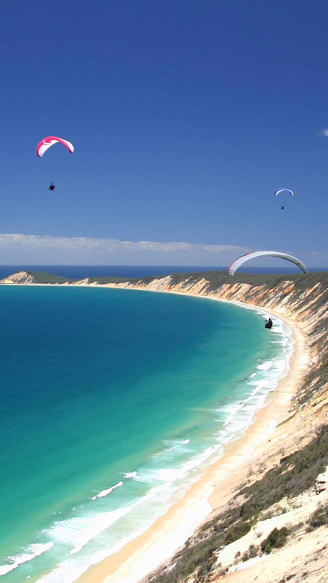 nuevo mejor fondo de pantalla hd,parapente,paracaídas,cielo,costa,deportes de viento