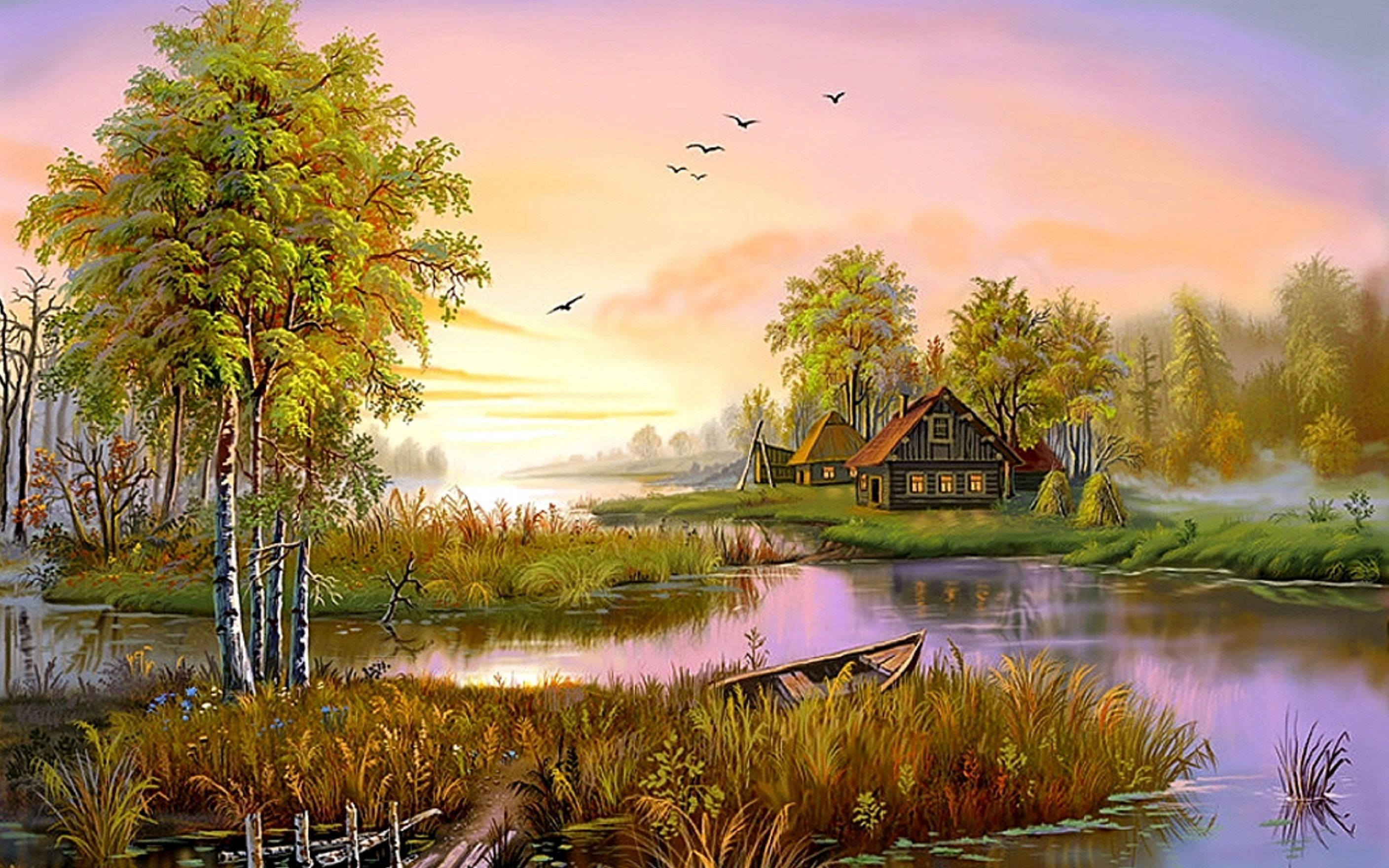 immagini naturali hd wallpaper sfondo del desktop,paesaggio naturale,natura,pittura,cielo,mattina