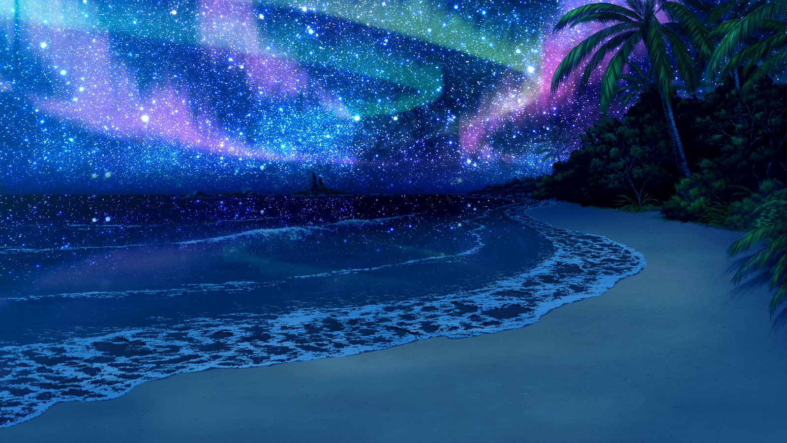 밤 해변 벽지,자연,하늘,푸른,빛,밤