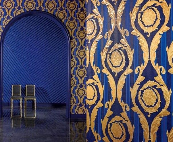 versace home wallpaper,blau,hintergrund,wand,majorelle blau,die architektur