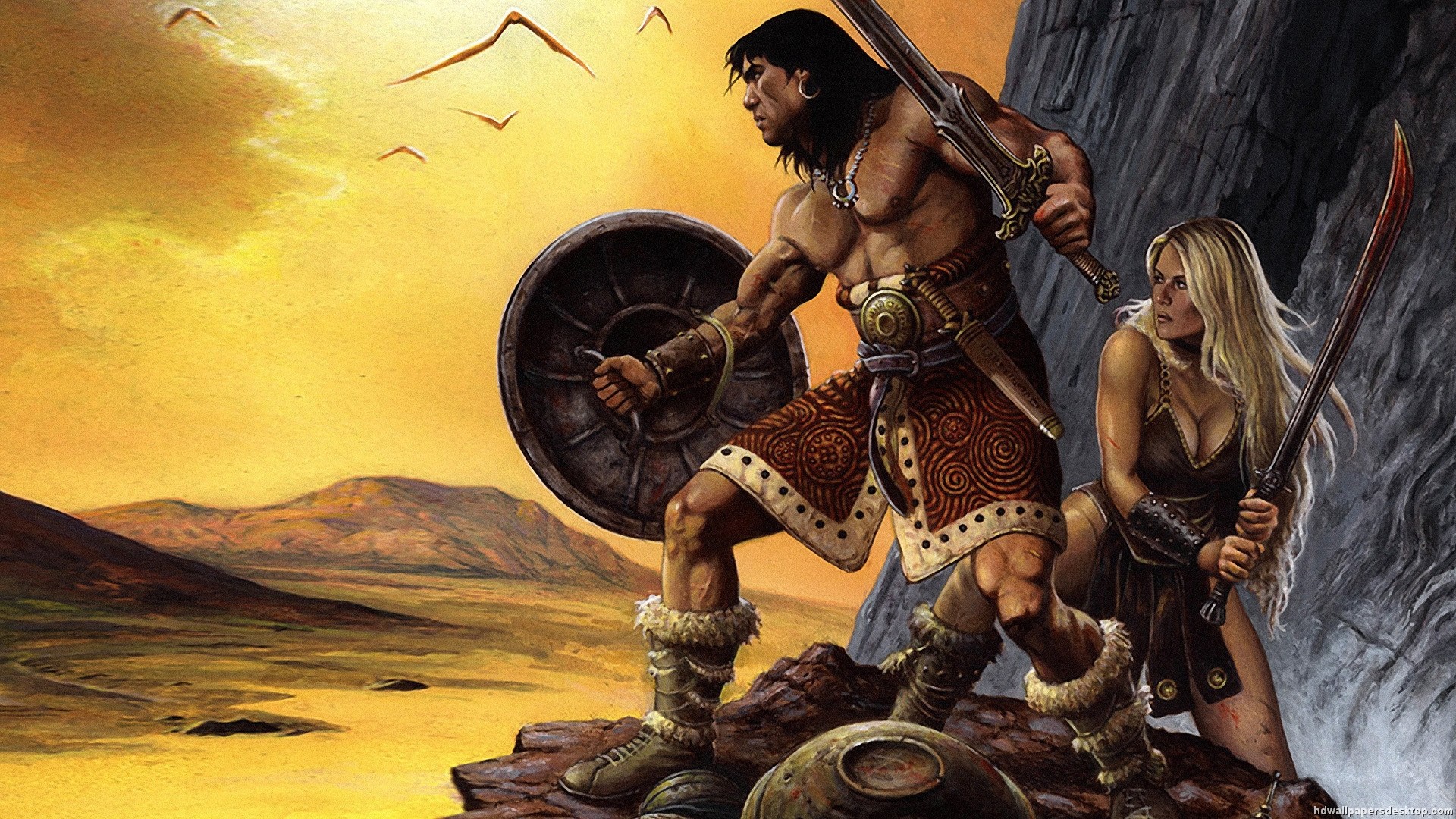 conan the barbarian wallpaper,action adventure game,mythology,strategy video game,cg artwork,adventure game