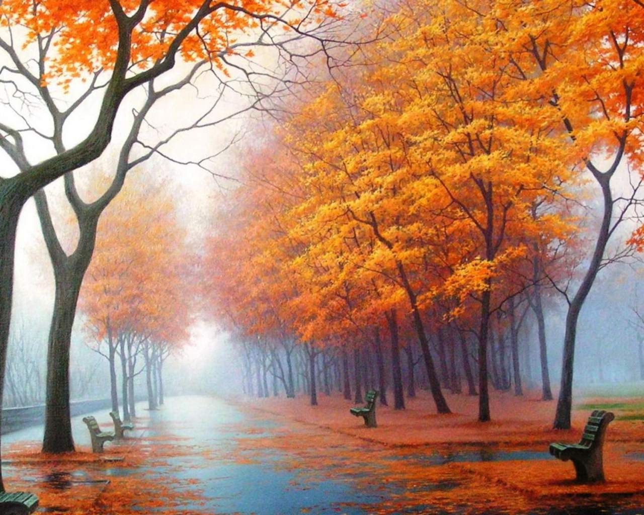 秋の背景の壁紙,自然の風景,木,自然,ペインティング,秋