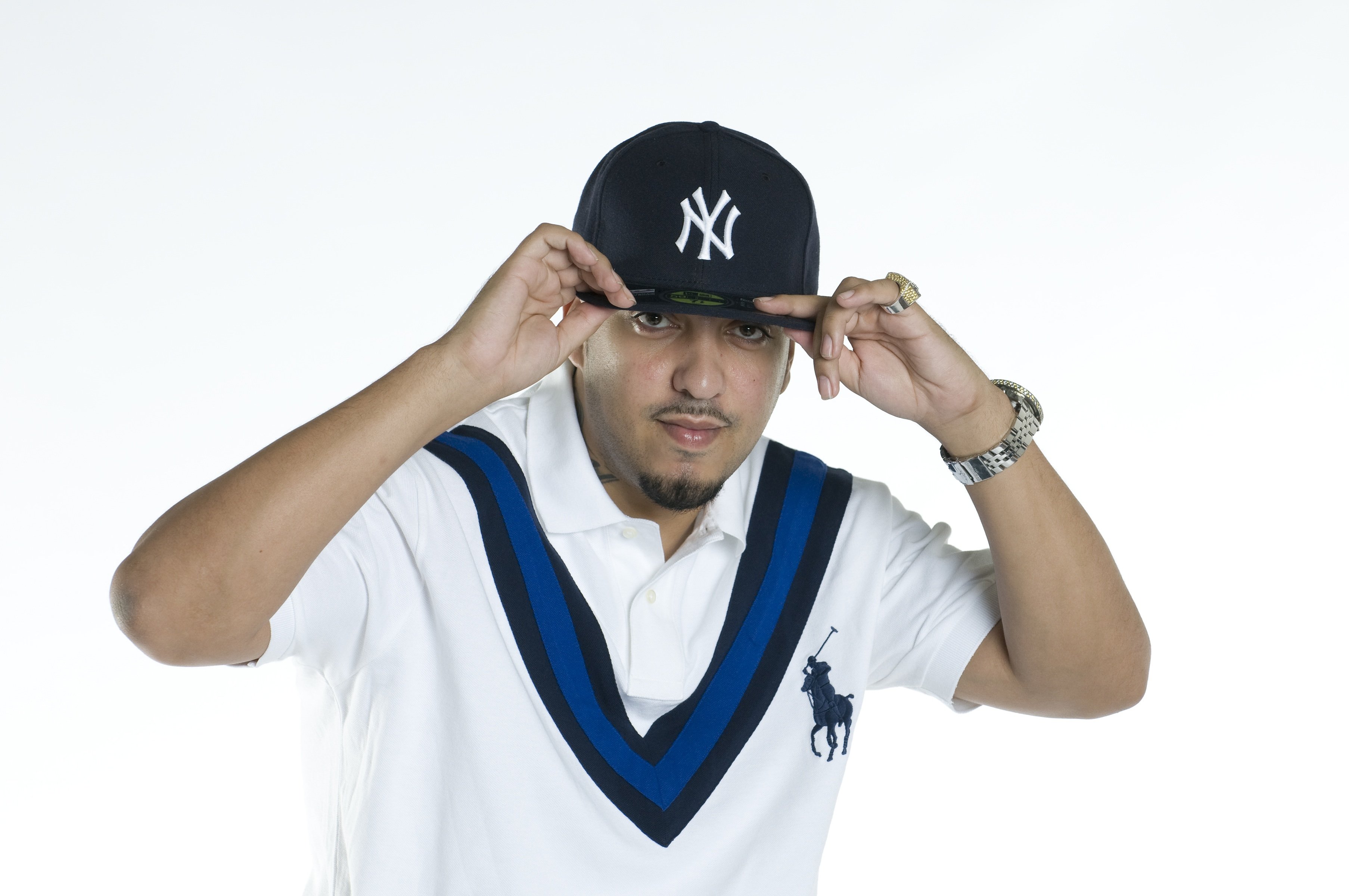 french montana wallpaper,sports uniform,cap,headgear,gesture,baseball cap