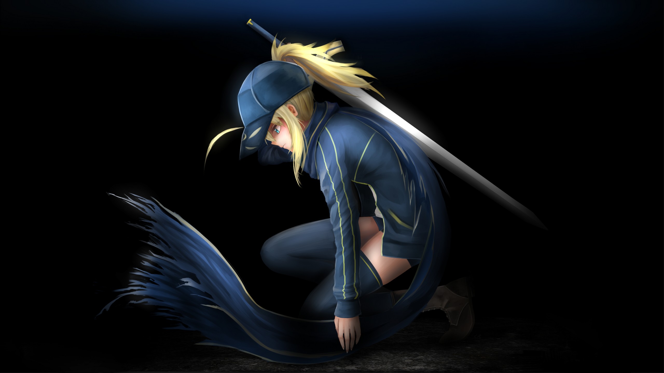fate stay night saber wallpaper,cg artwork,darkness,anime,fictional character,illustration