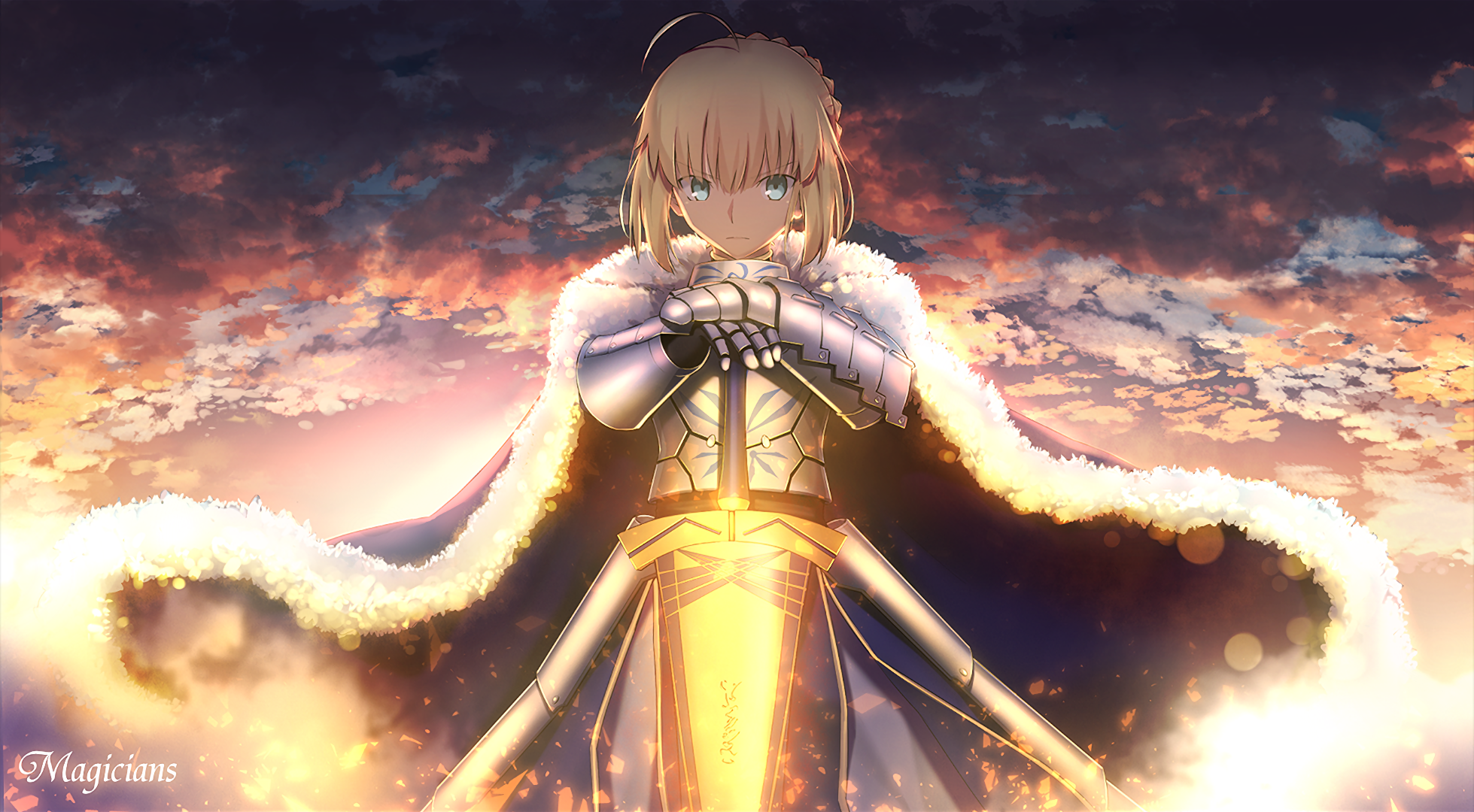 fate stay night saber wallpaper,cg artwork,anime,sky,space,illustration