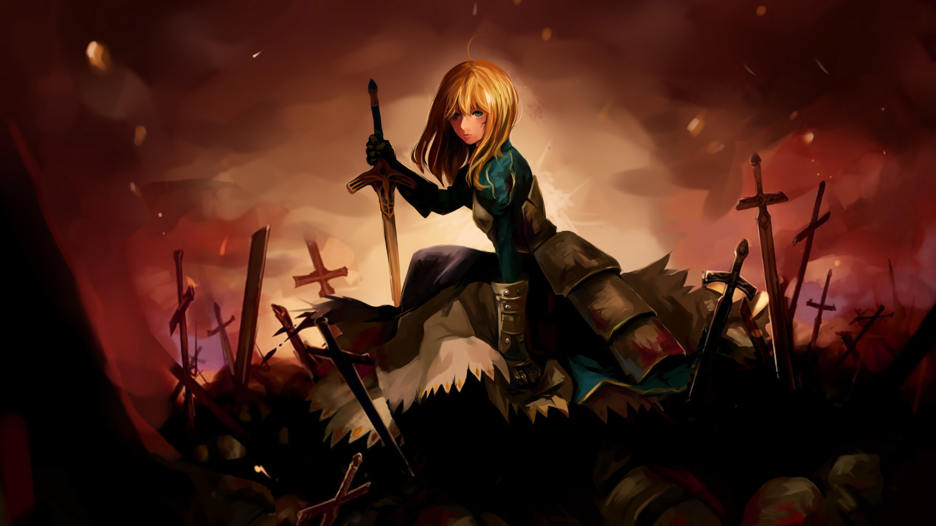 fate stay night saber wallpaper,cg artwork,illustration,darkness,anime,fictional character