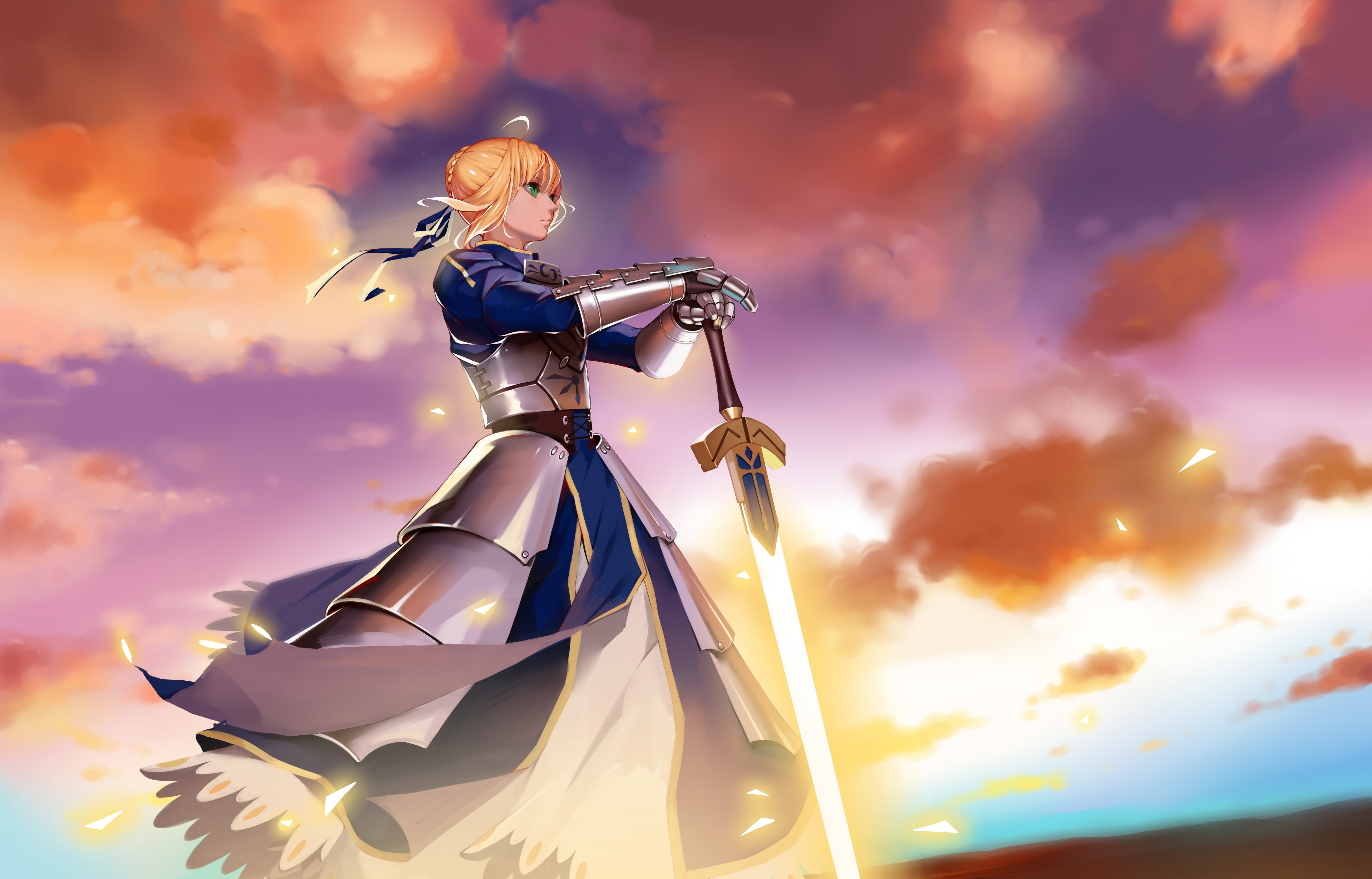 fate stay night saber wallpaper,cartoon,cg artwork,anime,sky,illustration