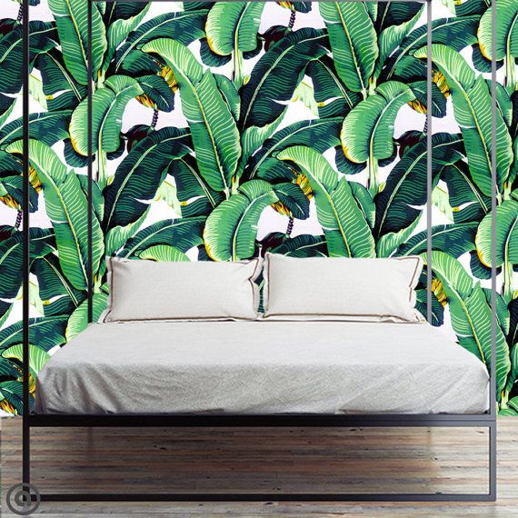 papel tapiz removible de hoja de plátano,verde,hoja,planta,planta de casa,flor