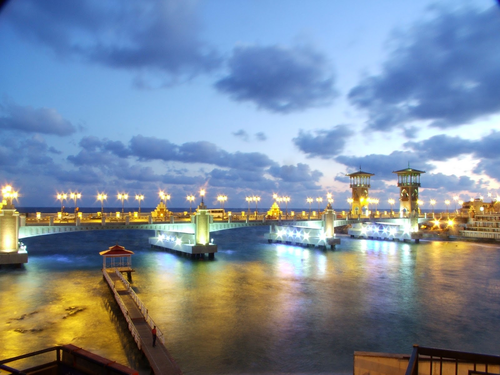 alexandria tapete,himmel,brücke,wasserweg,wolke,stadt