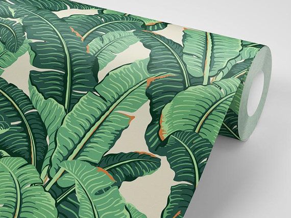 papel tapiz removible de hoja de plátano,hoja,planta,flor,árbol,diseño