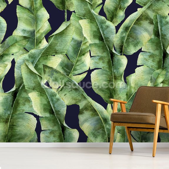 banana leaf wallpaper uk,hoja,planta,árbol,mural,helecho