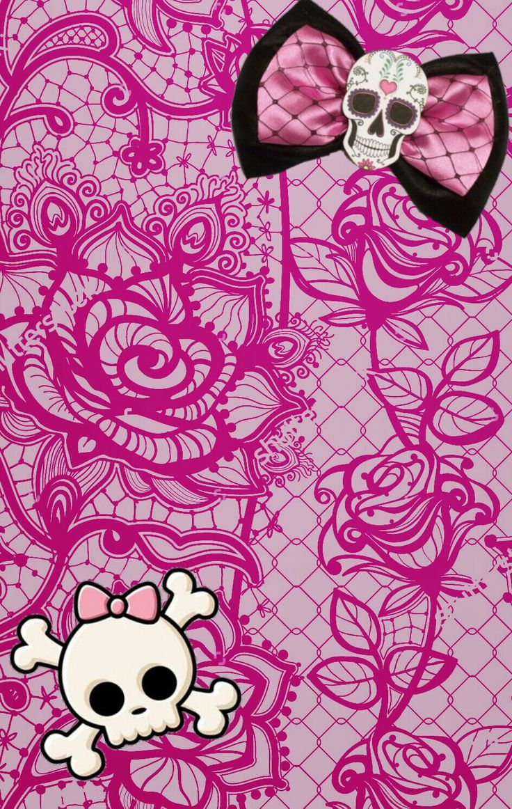 girly skull wallpaper,pink,pattern,magenta,visual arts,design