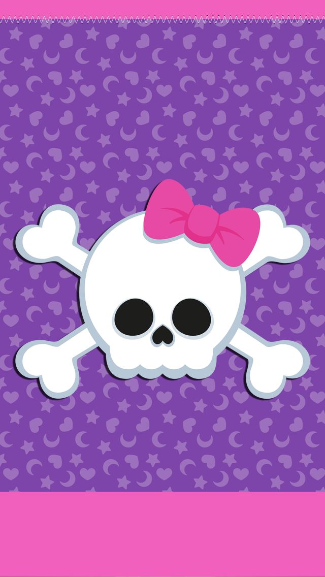 fond d'écran de crâne girly,os,rose,crâne,dessin animé,violet