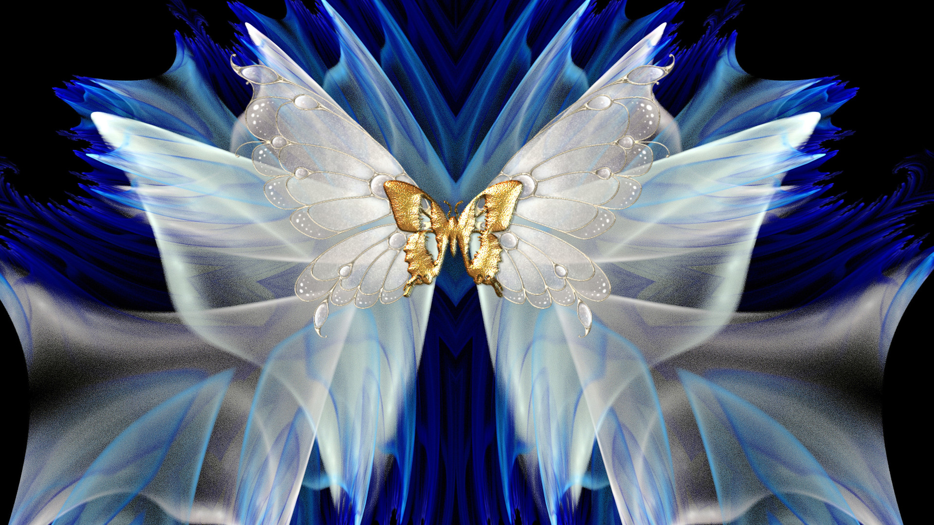 goldene schmetterlingstapete,blau,engel,flügel,elektrisches blau,erfundener charakter