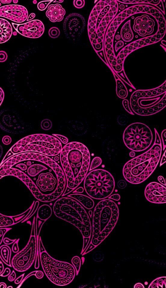 girly skull wallpaper,pink,pattern,magenta,design,illustration