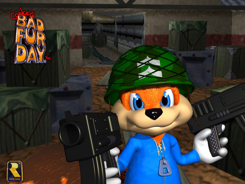 conker's bad fur day wallpaper,action adventure game,pc game,shooter game,games,cartoon