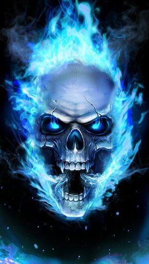 cranio di fuoco live wallpaper,cranio,osso,illustrazione,blu elettrico,mascella