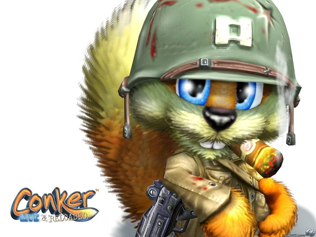 conker's bad fur day wallpaper,cartoon,animated cartoon,illustration,animation,fictional character