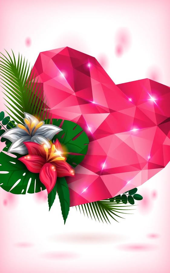 diamond hearts live wallpaper,origami,heart,illustration,pink,petal