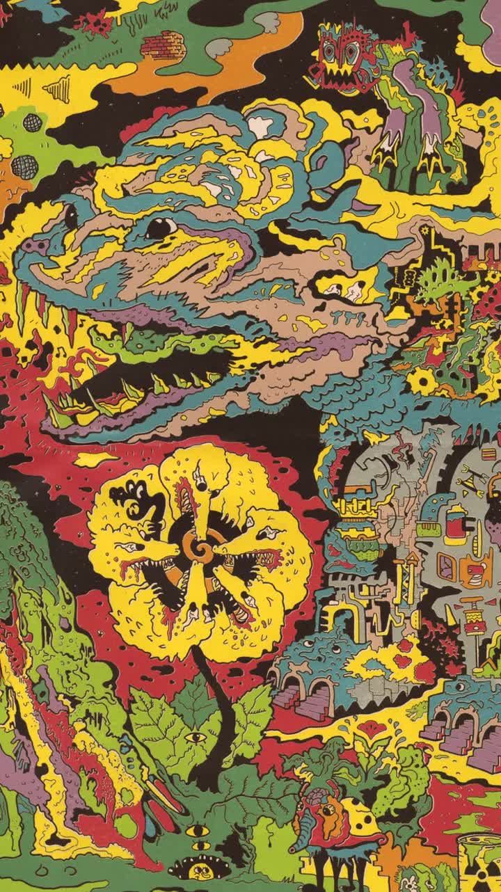 lizard live wallpaper,psychedelic art,organism,art,illustration,visual arts