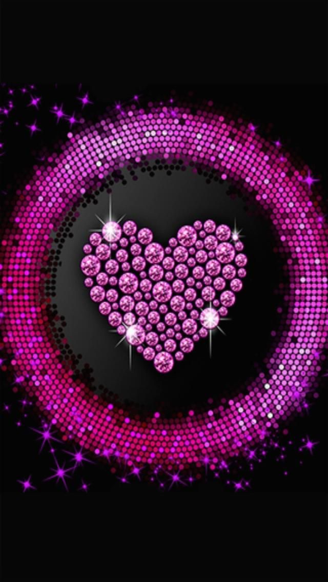 ダイヤモンドハートライブ壁紙,心臓,紫の,バイオレット,ピンク,テキスト