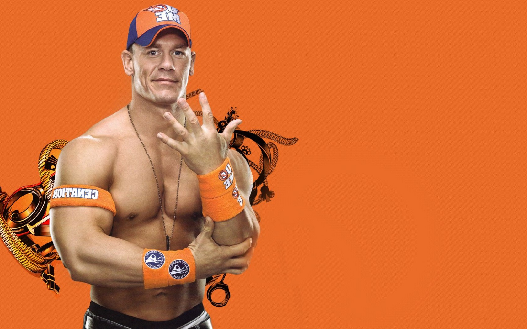 john cena fondo de pantalla para iphone,naranja,descalzo,cofre,abdomen