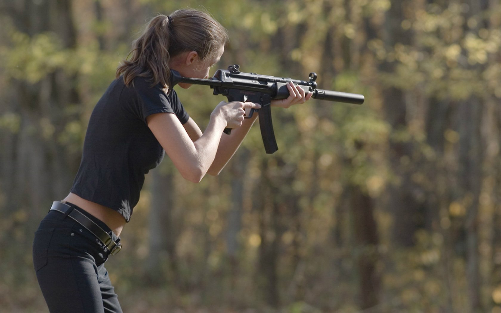 소녀와 총 벽지,총,총기,촬영,슈팅 스포츠,계략