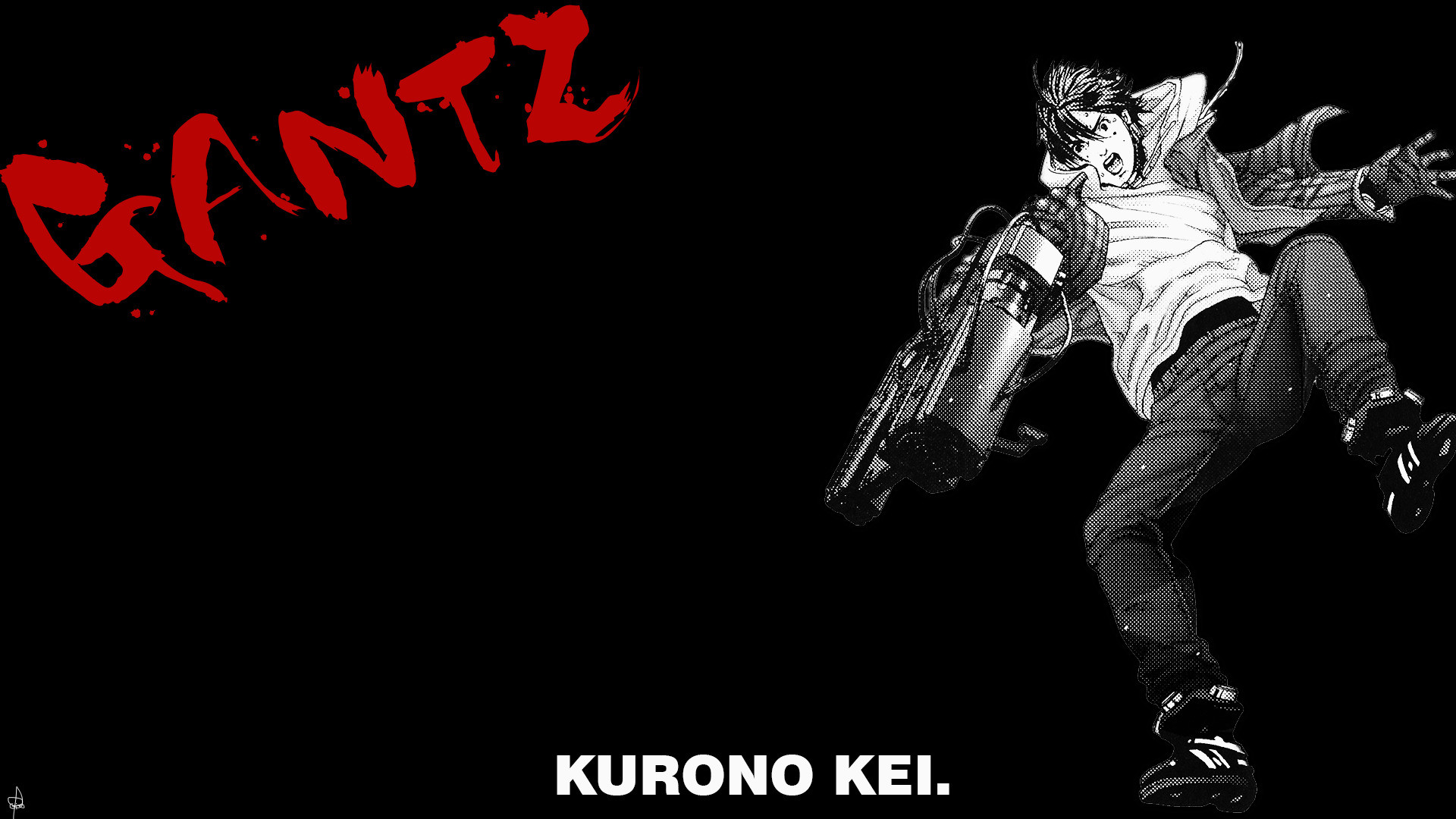 gantz wallpaper,fictional character,font,darkness,graphic design,street dance