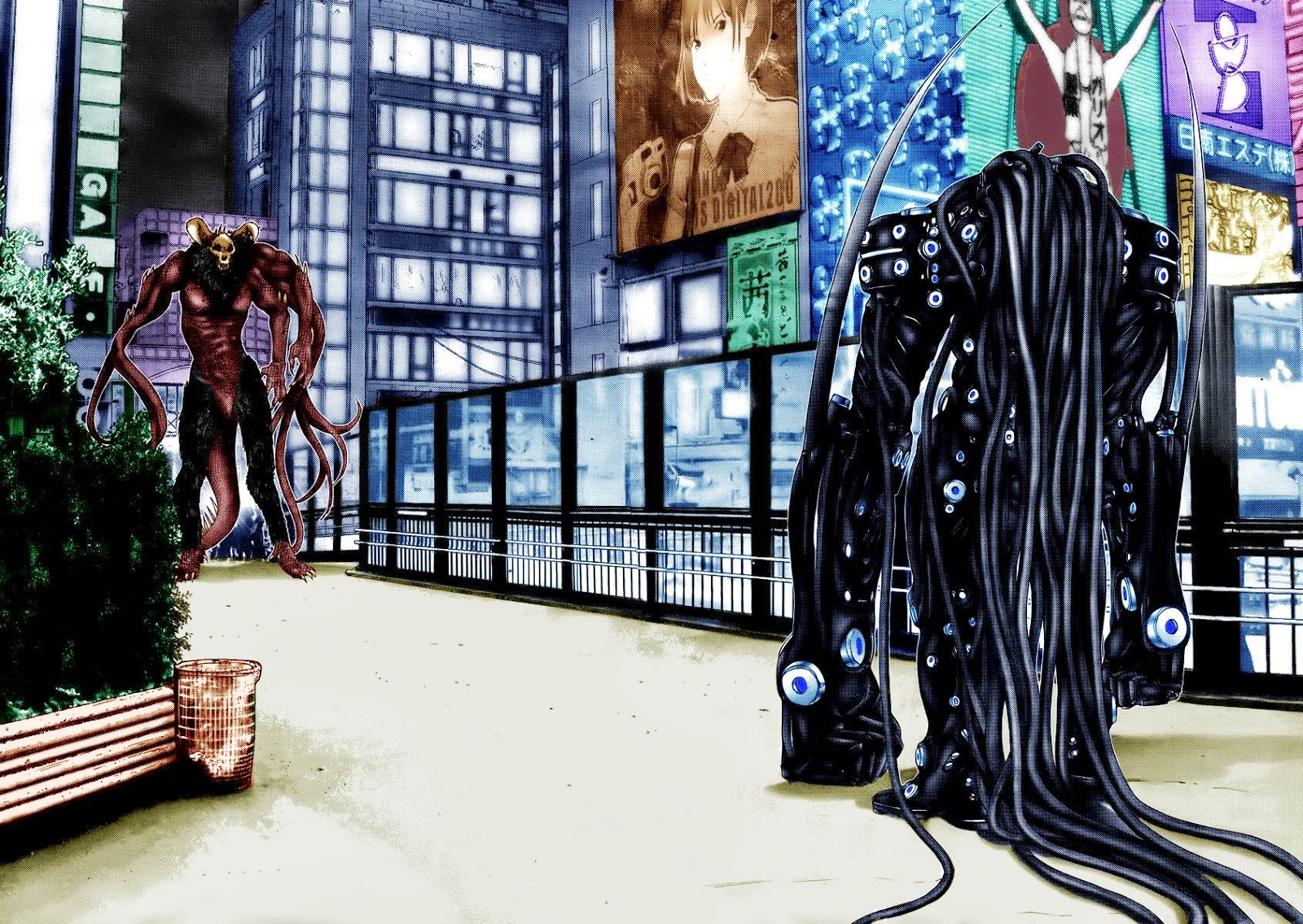 gantz wallpaper,tree,architecture,fictional character,plant,art